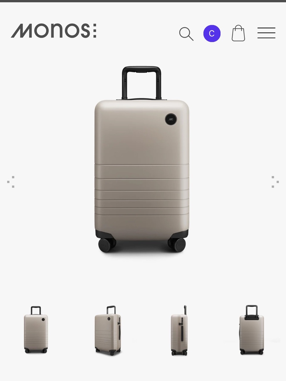 Monos Carry-On Suitcase in desert Taupe